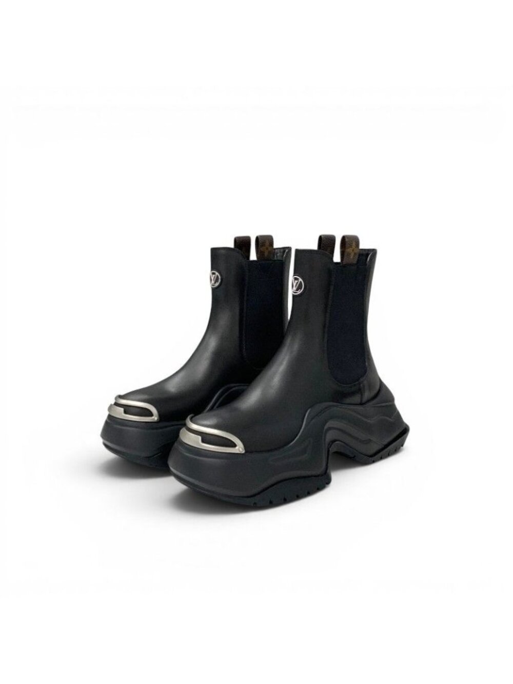 Louis Vuitton Archlight Line Monogram Boots Short Shoes Leather Black Silver